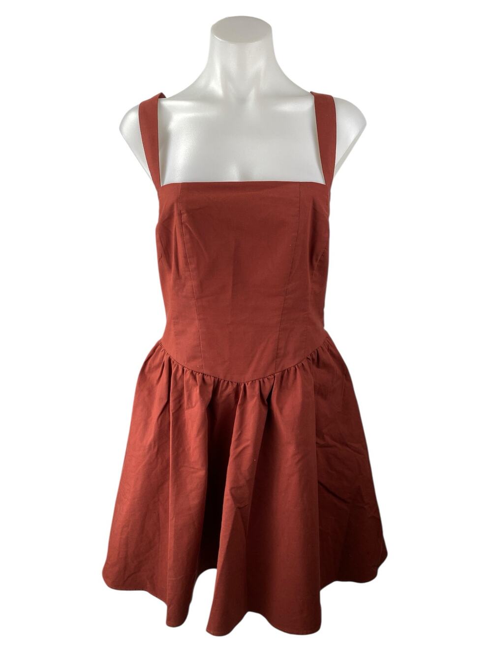 Free People Blissful Breeze Brown Sleeveless Square Neck Mini A-Line Dress Sz S